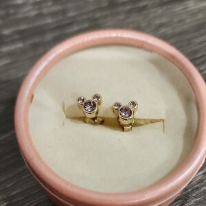 Vintage Disney Dainty Crystal Mickey Mouse Stud Earrings